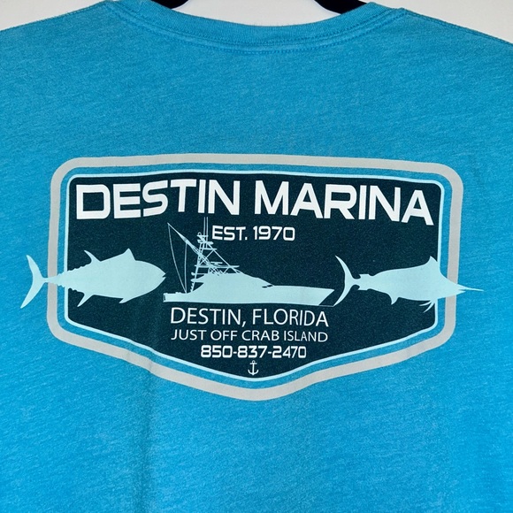 Destin Marina bright blue unisex t-shirt size medium - Picture 2 of 5